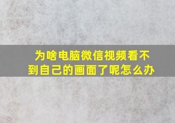 为啥电脑微信视频看不到自己的画面了呢怎么办