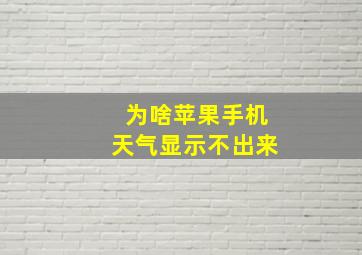 为啥苹果手机天气显示不出来