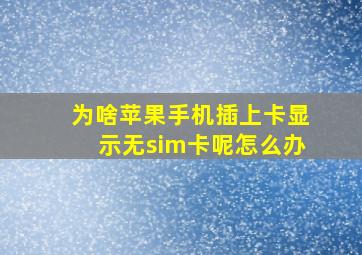 为啥苹果手机插上卡显示无sim卡呢怎么办