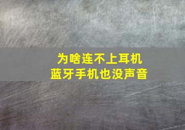 为啥连不上耳机蓝牙手机也没声音