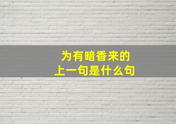 为有暗香来的上一句是什么句