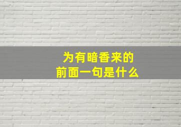 为有暗香来的前面一句是什么