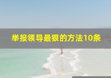 举报领导最狠的方法10条