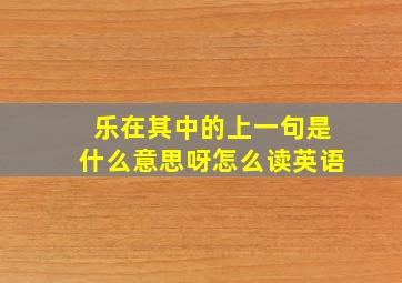 乐在其中的上一句是什么意思呀怎么读英语