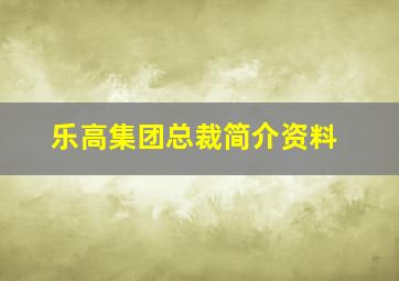 乐高集团总裁简介资料