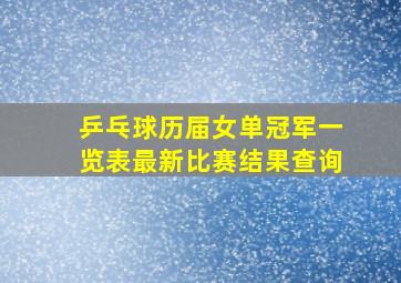 乒乓球历届女单冠军一览表最新比赛结果查询