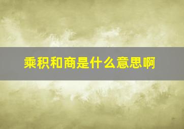 乘积和商是什么意思啊