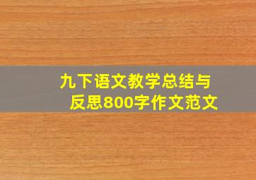 九下语文教学总结与反思800字作文范文