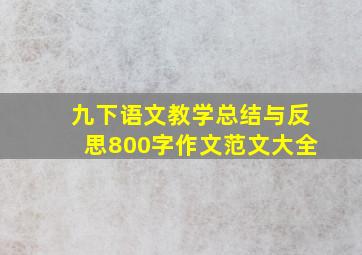 九下语文教学总结与反思800字作文范文大全