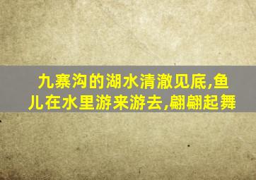 九寨沟的湖水清澈见底,鱼儿在水里游来游去,翩翩起舞