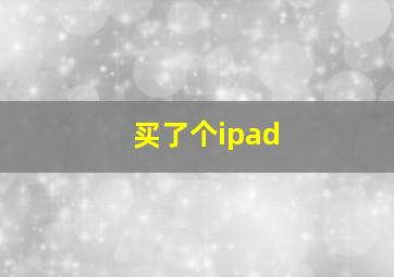 买了个ipad