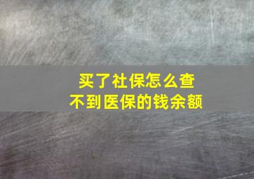 买了社保怎么查不到医保的钱余额