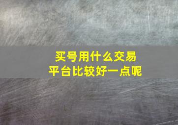 买号用什么交易平台比较好一点呢