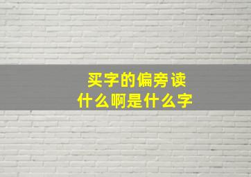 买字的偏旁读什么啊是什么字