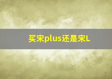 买宋plus还是宋L