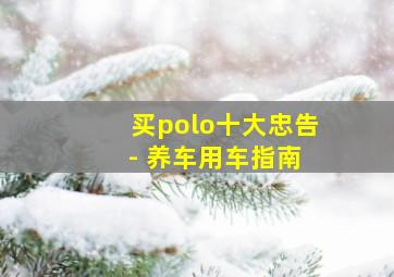 买polo十大忠告 - 养车用车指南