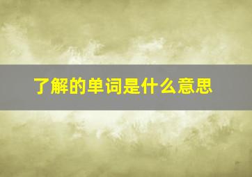 了解的单词是什么意思