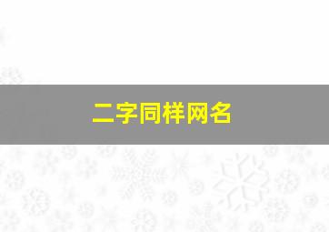 二字同样网名