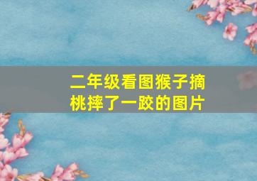 二年级看图猴子摘桃摔了一跤的图片