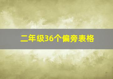 二年级36个偏旁表格