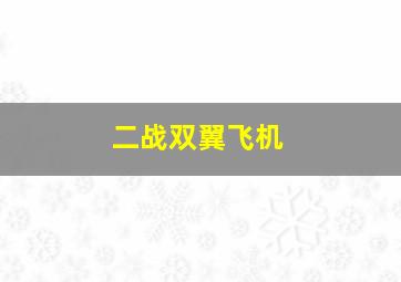 二战双翼飞机