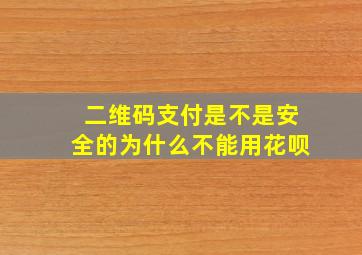 二维码支付是不是安全的为什么不能用花呗