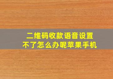 二维码收款语音设置不了怎么办呢苹果手机