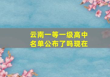 云南一等一级高中名单公布了吗现在