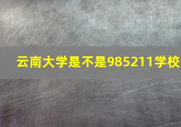 云南大学是不是985211学校