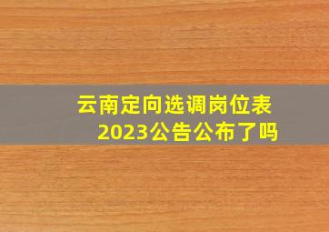 云南定向选调岗位表2023公告公布了吗