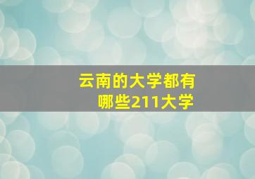 云南的大学都有哪些211大学