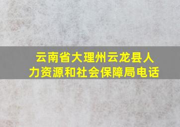 云南省大理州云龙县人力资源和社会保障局电话