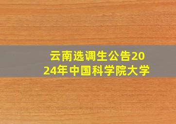 云南选调生公告2024年中国科学院大学