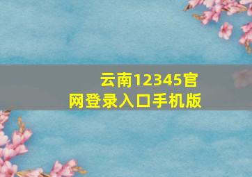 云南12345官网登录入口手机版