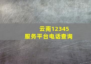 云南12345服务平台电话查询