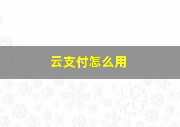 云支付怎么用