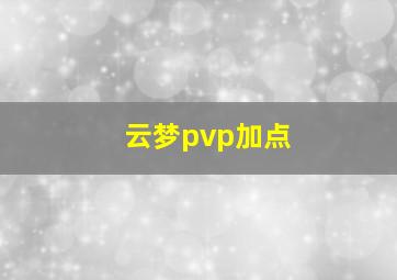 云梦pvp加点