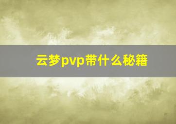 云梦pvp带什么秘籍