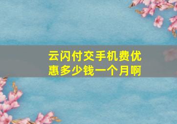 云闪付交手机费优惠多少钱一个月啊