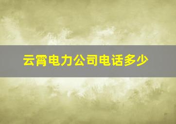 云霄电力公司电话多少