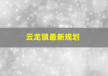 云龙镇最新规划