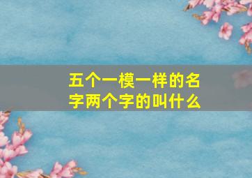 五个一模一样的名字两个字的叫什么