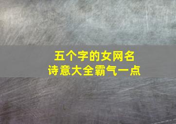 五个字的女网名诗意大全霸气一点