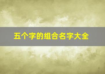 五个字的组合名字大全