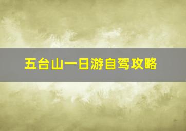 五台山一日游自驾攻略