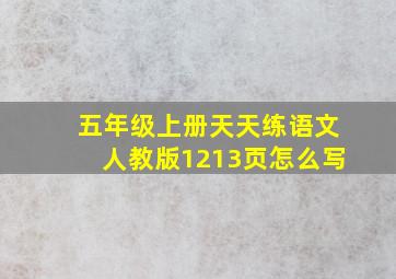 五年级上册天天练语文人教版1213页怎么写