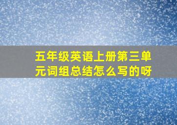 五年级英语上册第三单元词组总结怎么写的呀