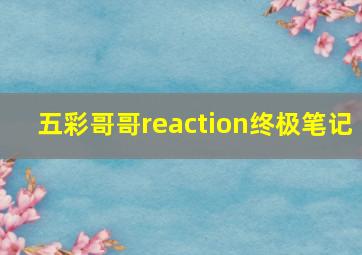 五彩哥哥reaction终极笔记