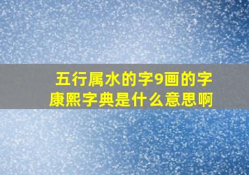 五行属水的字9画的字康熙字典是什么意思啊