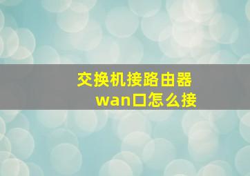 交换机接路由器wan口怎么接